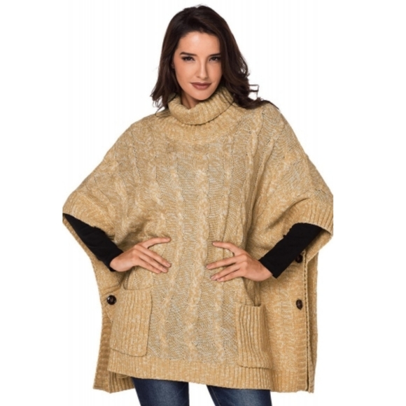 Poncho Turtleneck Sweater - Picture 1 of 3